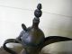 Antique Early 1800 ' S Primitive Brass Pitcher With Top Metalware photo 2