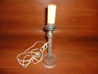 Vintage Antique Glass Lamp 2 Prong Wired Direct Works No Shade photo
