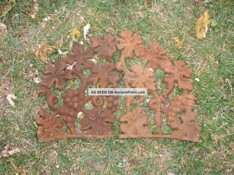 2 Antique Cast Iron Grape Pattern Chair Back Parts Metalware photo
