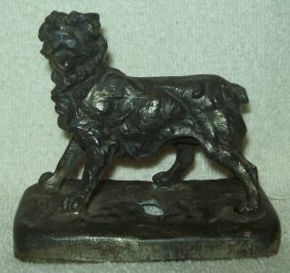 Vintage/antique Spelter Metal Dog Sculpture/figurine Made In France photo