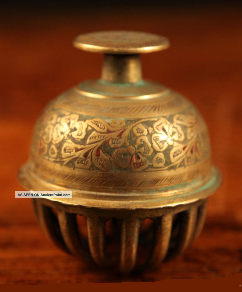 Large Ornate Antique Brass Bell Metalware photo