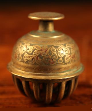 Large Ornate Antique Brass Bell photo