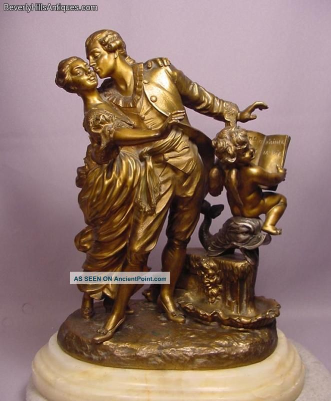 Ultimate Rare Romantic French Antique Polychrome Bronze Sculpture La Monaca Metalware photo