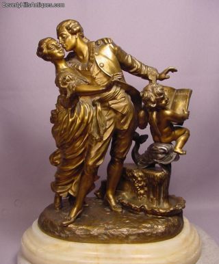 Ultimate Rare Romantic French Antique Polychrome Bronze Sculpture La Monaca photo
