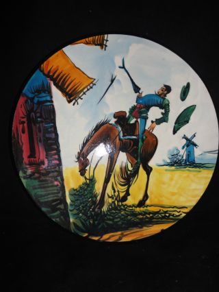 Vintage Hand Painted Spain Large Wall Plaque A Soldier Hit By An Arrow In War photo