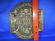 Antique English Heavy Figural Brass Card Tray/salver Masks Fleur De Lis Metalware photo 1