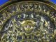 Antique English Heavy Figural Brass Card Tray/salver Masks Fleur De Lis Metalware photo 2
