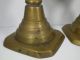 Pair Antique 19th Century Brass Candlesticks Metalware photo 2