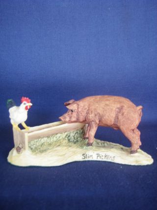 Lowell Davis Schmid / Border Fine Arts,  Rare Slim Pickins Figurine Pig & Rooster photo