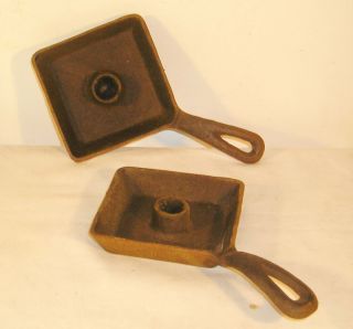 Vintage Pair Cast Iron Candle Stands J5 photo