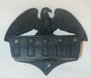 Cast Iron Match Holder Spread Eagle & Stars Marked 220e photo