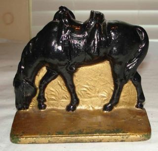 Vintage Cast Iron Horse Doorstop Or Bookend Marked S200 photo
