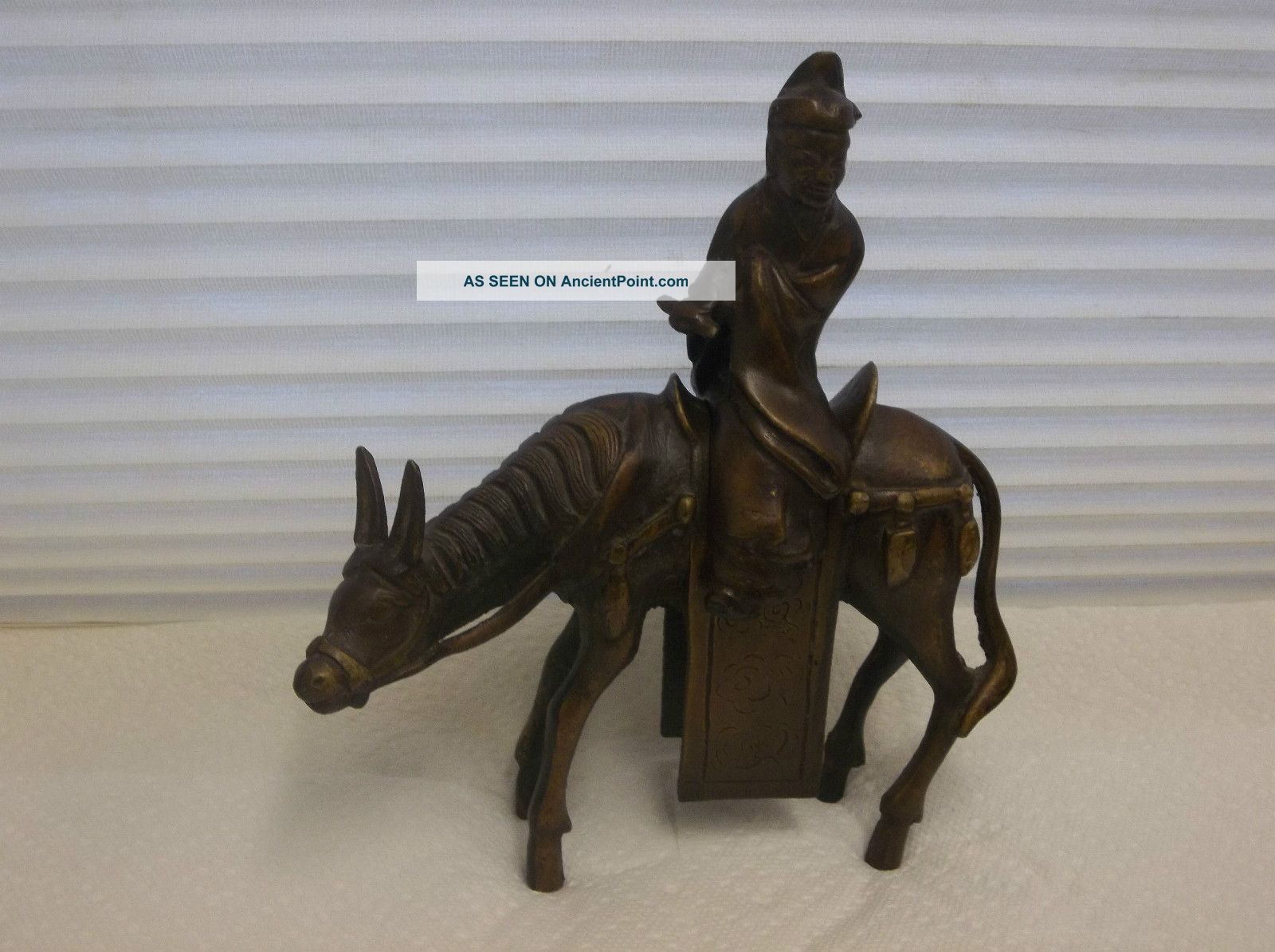 Bronze Oriental Figure Rides A Stylized Horse Incense Burner Metalware photo