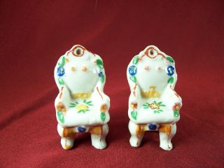 2 Matching 1940 ' S Made In Occupied Japan Miniature Porcelain Hand Painted Chairs photo