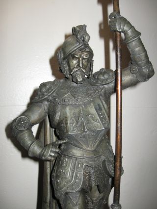 Old Antique Spanish Soldier Spelter Figurine 28  Tall. photo