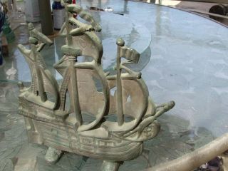 Antique Rare Bronze Sailing Ship Doorstop 1880s photo