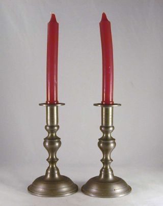 Vintage Pair Woodbury Pewter Tall Candlestick Holders Classic Design photo