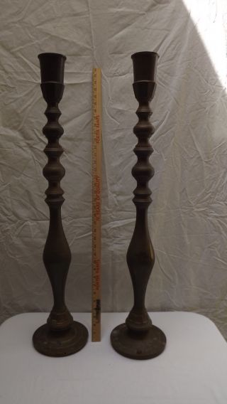 Pair Of Atar Style Brass Candlesticks 34 