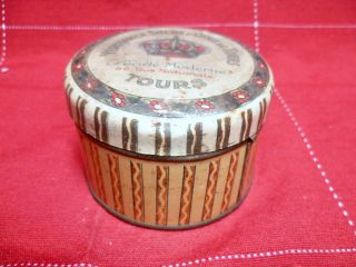 Antique French Metal Candies Box W/ Crown : Art Deco Style photo