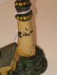 Antique Lighthouse Cast Iron Doorstop Paint C: 1920s Metalware photo 2