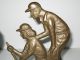 Antique Art Deco Ea Brass Golfer Bookends Metalware photo 2