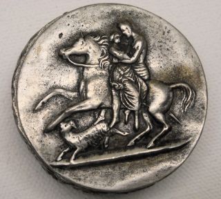 Old Vintage Antique (?) Pewter Vanity Pill Trinket Box From Europe photo