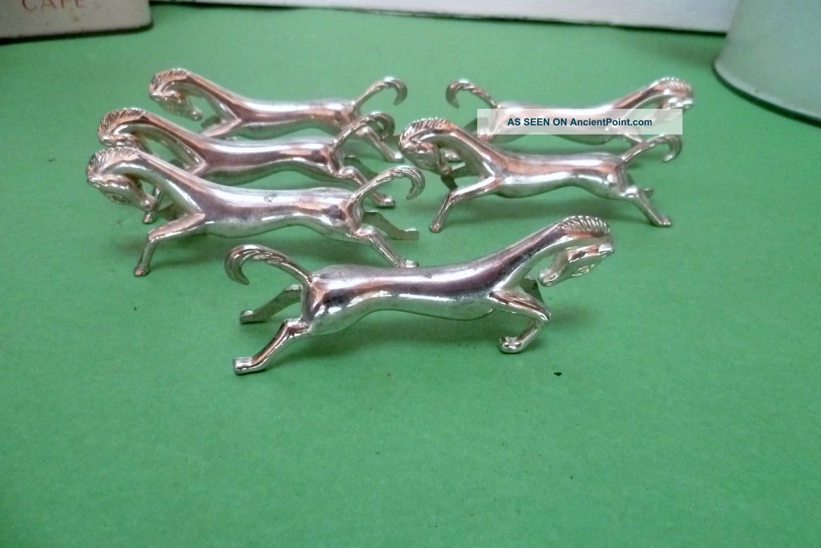 6 French Chrome Knife Rests : Horse Holders Metalware photo