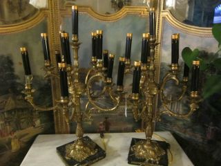 Pr Xl Antique French Bronze?brass & Marble 11 Light Candelabras/girandole photo