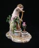 Meissen Porcelain Putti Cherub With Spade Shovel Planting Rose Bushes Figurines photo 2