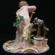 Meissen Porcelain Putti Cherub With Spade Shovel Planting Rose Bushes Figurines photo 3