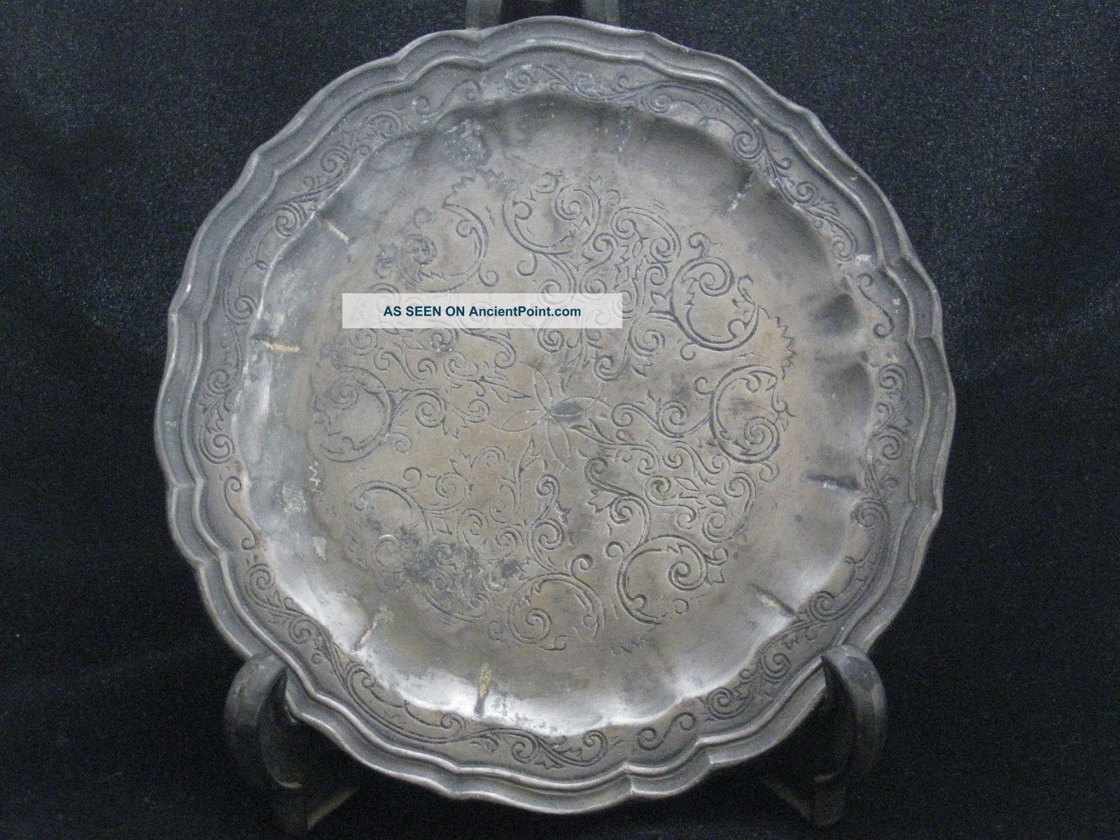 Antique Belgian Potstainiers Hutois Pewter Plate 4.  75 