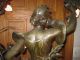 Art Nouveau French Patinated Bronze Light Statue Ca.  1900s Metalware photo 9