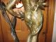 Art Nouveau French Patinated Bronze Light Statue Ca.  1900s Metalware photo 10