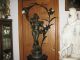 Art Nouveau French Patinated Bronze Light Statue Ca.  1900s Metalware photo 1