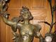 Art Nouveau French Patinated Bronze Light Statue Ca.  1900s Metalware photo 2