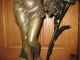 Art Nouveau French Patinated Bronze Light Statue Ca.  1900s Metalware photo 4