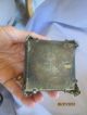 Antique Silver Plated Trinket Box Four Feet Engraved Star Flowered Top Vanity Metalware photo 4