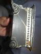 Antique Silver Plated Trinket Box Four Feet Engraved Star Flowered Top Vanity Metalware photo 5