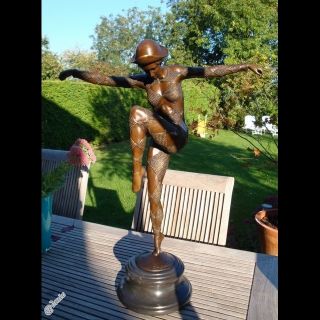 Statue Harlequin Art Deco Style Art Nouveau Style Bronze Hot Cast Signed photo