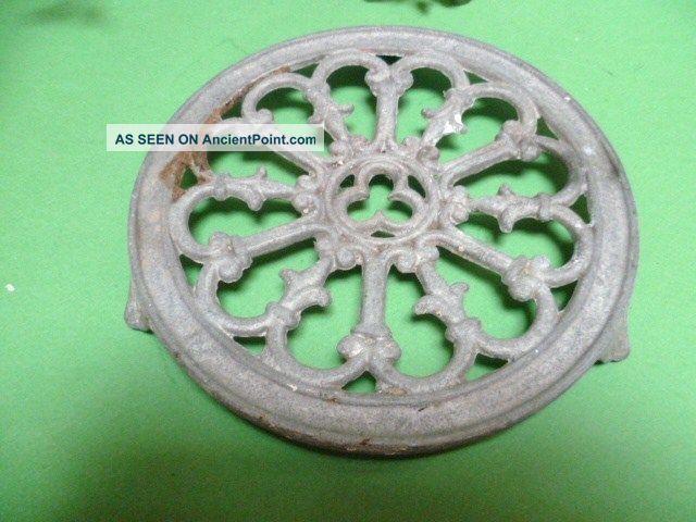 Antique French Metal Ornate Cathedral Trivet : Tableware Accessory Metalware photo