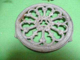 Antique French Metal Ornate Cathedral Trivet : Tableware Accessory photo
