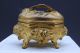 Antique Art Nouveau Gilt Metal Footed Jewelery Box Cask Pat.  1904 Metalware photo 1