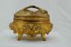 Antique Art Nouveau Gilt Metal Footed Jewelery Box Cask Pat.  1904 Metalware photo 3