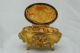 Antique Art Nouveau Gilt Metal Footed Jewelery Box Cask Pat.  1904 Metalware photo 4