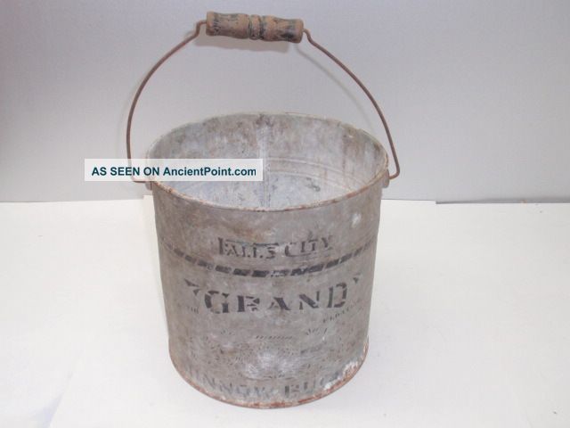 Antique Fall City Grand Mino 310 Bucket Old Metal Fishing Pail Metalware Nr Metalware photo