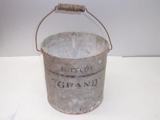 Antique Fall City Grand Mino 310 Bucket Old Metal Fishing Pail Metalware Nr photo