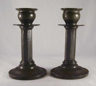 Antique Pewter Pair Tall Candlestick Holders George Lee & Co.  Sheffield England photo