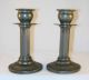 Antique Pewter Pair Tall Candlestick Holders George Lee & Co.  Sheffield England Metalware photo 1