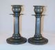Antique Pewter Pair Tall Candlestick Holders George Lee & Co.  Sheffield England Metalware photo 2