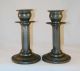 Antique Pewter Pair Tall Candlestick Holders George Lee & Co.  Sheffield England Metalware photo 3